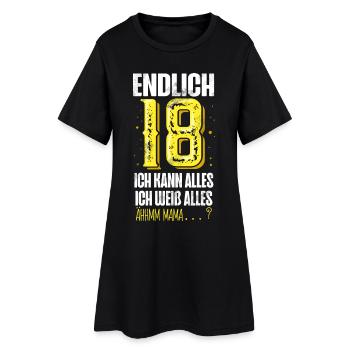 18. Geburtstag 18 Jahre - Frauen T-Shirt-Kleid - Schwarz - Vorne