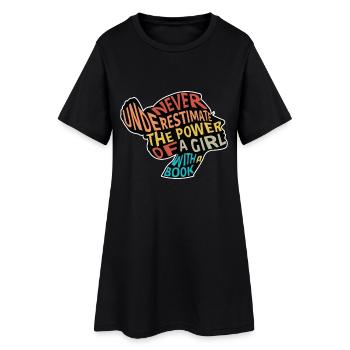 Ne sous-estimez jamais Power Girl avec Book - Robe T-shirt Femme - noir - Devant