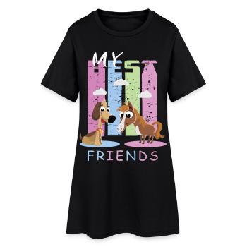 Cheval et chien - Robe T-shirt Femme - noir - Devant