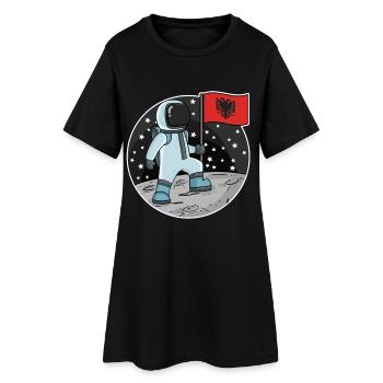 Astronaute avec drapeau Albanie - Robe T-shirt Femme - noir - Devant