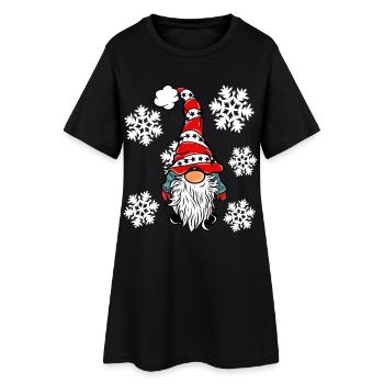 Wichtel mit Schneeflocken - Frauen T-Shirt-Kleid - Schwarz - Vorne