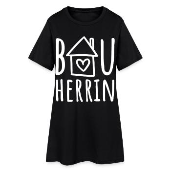 Bauherrin Haus bauen Baustelle Eigenheim Hausbau - Frauen T-Shirt-Kleid - Schwarz - Vorne