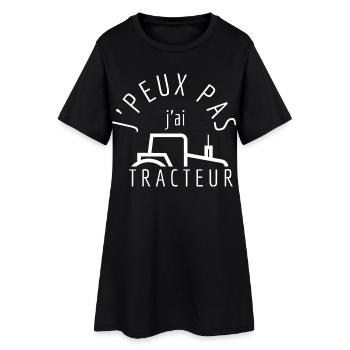 J'Peux Pas J'Ai Tracteur - Robe T-shirt Femme - noir - Devant