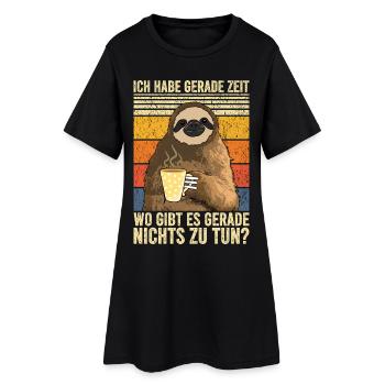 Ich Habe Jetzt Zeit Faultier Kaffee Arbeitskollege - Frauen T-Shirt-Kleid - Schwarz - Vorne