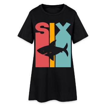 6ème anniversaire 6 ans requin - Robe T-shirt Femme - noir - Devant