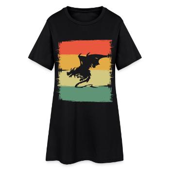 Drache Drachen - Frauen T-Shirt-Kleid - Schwarz - Vorne