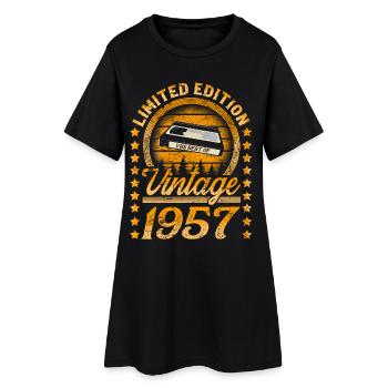1957 Baujahr Jahrgang Geburtsjahr Geburtstag - Frauen T-Shirt-Kleid - Schwarz - Vorne