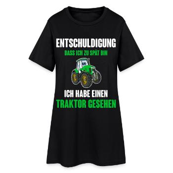 Traktor - Frauen T-Shirt-Kleid - Schwarz - Vorne