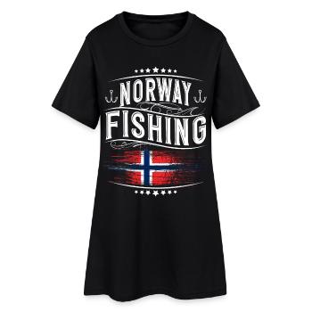 Norvège Pêcheur pêcheur - Robe T-shirt Femme - noir - Devant