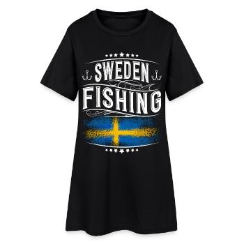 Suède Pêche Pêcheur Pêcheur - Robe T-shirt Femme - noir - Devant