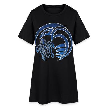 Tortue, océan et ciel étoilé - Robe T-shirt Femme - noir - Devant
