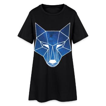 Loup blanc et ciel étoilé - Robe T-shirt Femme - noir - Devant