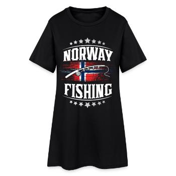 Norvège Pêche à la ligne Pêche - Robe T-shirt Femme - noir - Devant