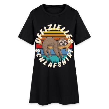 Faultier - Frauen T-Shirt-Kleid - Schwarz - Vorne