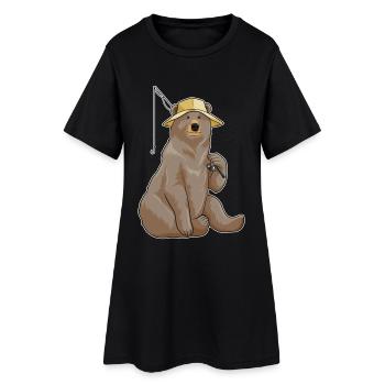 Bear Angler Fishing Rod Fishing Rod - Women’s T-Shirt Dress - black - Front