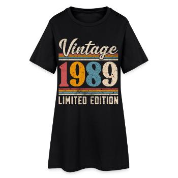 1989 Millésime Année de construction Anniversaire Vintage - Robe T-shirt Femme - noir - Devant