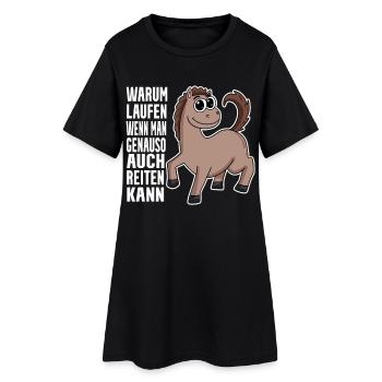 Pferd Pferde Hauspferd - Frauen T-Shirt-Kleid - Schwarz - Vorne