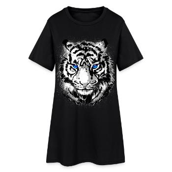 Tête de tigre - Tigre blanc - Chat sauvage - Robe T-shirt Femme - noir - Devant