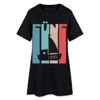 5 Jahre Kindergeburtstag Boot Schiff Segelschiff - Frauen T-Shirt-Kleid - Schwarz - Vorne