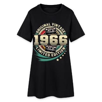 1966 Année de naissance Millésime Année de construction Anniversaire - Robe T-shirt Femme - noir - Devant