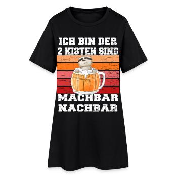 lustiges "der 2 Kisten machbar Nachbar" Motiv - Frauen T-Shirt-Kleid - Schwarz - Vorne