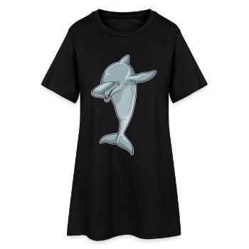 Delfin Hip Hop Tanz - Frauen T-Shirt-Kleid - Schwarz - Vorne