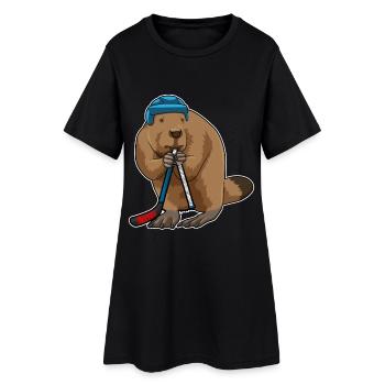 Biber Eishockey Eishockeyschläger - Frauen T-Shirt-Kleid - Schwarz - Vorne