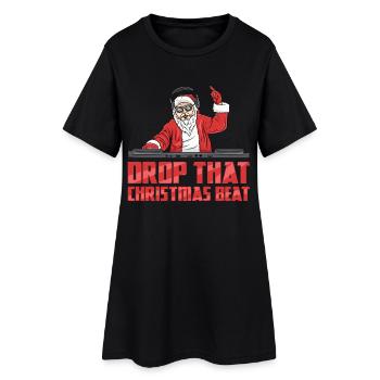 DJ Santa - Frauen T-Shirt-Kleid - Schwarz - Vorne
