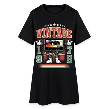 1978 Geburtsjahr Vintage Retro Kassette Geburtstag - Frauen T-Shirt-Kleid - Schwarz - Vorne