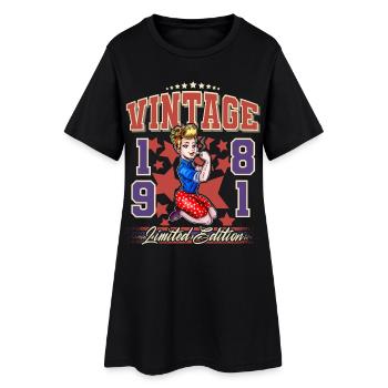 1981 Année de naissance Anniversaire Vintage Rockabilly - Robe T-shirt Femme - noir - Devant