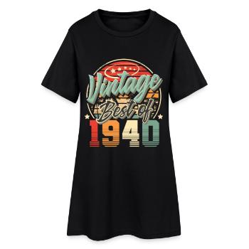 1940 Année de naissance Vintage anniversaire - Robe T-shirt Femme - noir - Devant
