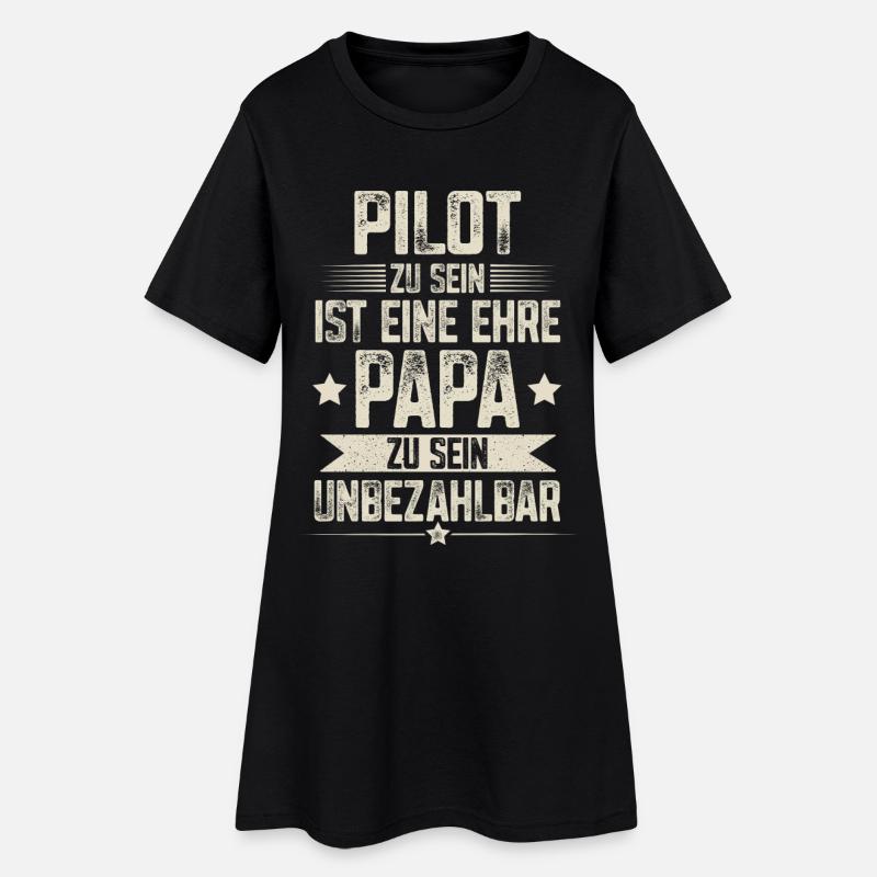 Pilot Papa Vater Vatertag - Frauen T-Shirt-Kleid - Schwarz