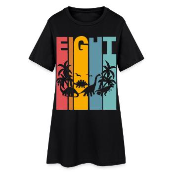 8. Ans Anniversaire des enfants Dino Dinosaur - Robe T-shirt Femme - noir - Devant