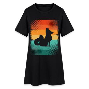 Fuchs - Frauen T-Shirt-Kleid - Schwarz - Vorne