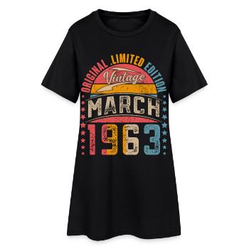 1963 Année de naissance Mars Anniversaire - Robe T-shirt Femme - noir - Devant