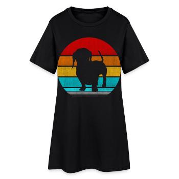 Dackel - Frauen T-Shirt-Kleid - Schwarz - Vorne
