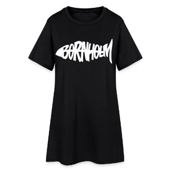 Bornholm Fisch - Frauen T-Shirt-Kleid - Schwarz - Vorne