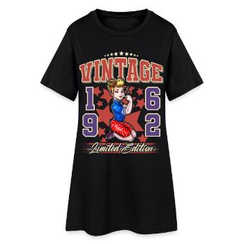 1962 Année de naissance 60e anniversaire Rockabilly - Robe T-shirt Femme - noir - Devant