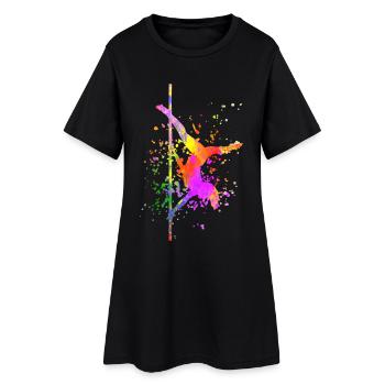 Pole Dance Fitness Farbspritzer Poledance - Frauen T-Shirt-Kleid - Schwarz - Vorne