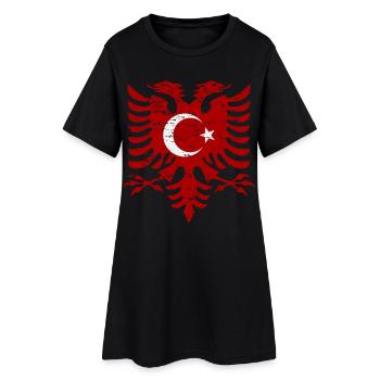 Albanie Turquie drapeau utilisé look - Robe T-shirt Femme - noir - Devant