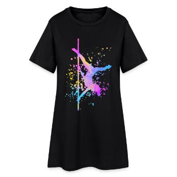 Pole Dance Fitness Farbspritzer Poledance - Frauen T-Shirt-Kleid - Schwarz - Vorne