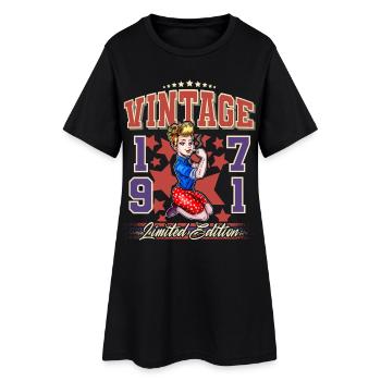1971 Année de naissance Anniversaire Vintage Rockabilly - Robe T-shirt Femme - noir - Devant