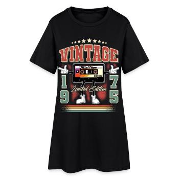 1975 Geburtsjahr Vintage Kassette - Frauen T-Shirt-Kleid - Schwarz - Vorne