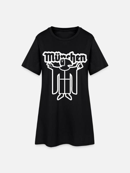 München - Frauen T-Shirt-Kleid - Schwarz