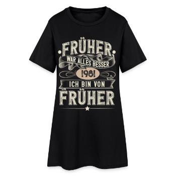 1981 Geburtstag Geburtsjahr Jahrgang - Frauen T-Shirt-Kleid - Schwarz - Vorne