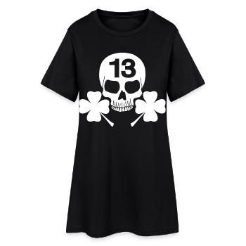 glücklicher weißer Schädel - Frauen T-Shirt-Kleid - Schwarz - Vorne