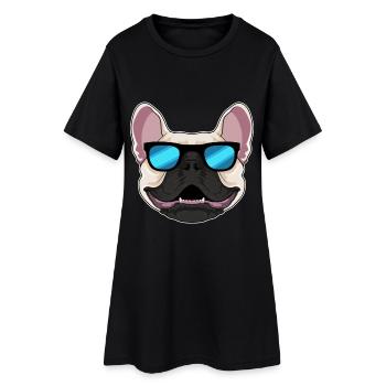 French Bulldog Sunglasses - Women’s T-Shirt Dress - black - Front