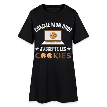 Accepte les Cookies Geek Gamer Cadeau Humour - Robe T-shirt Femme - noir - Devant
