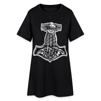 Thorhammer Wikinger - Frauen T-Shirt-Kleid - Schwarz - Vorne