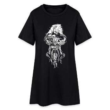 Vikings avec voilier - Robe T-shirt Femme - noir - Devant